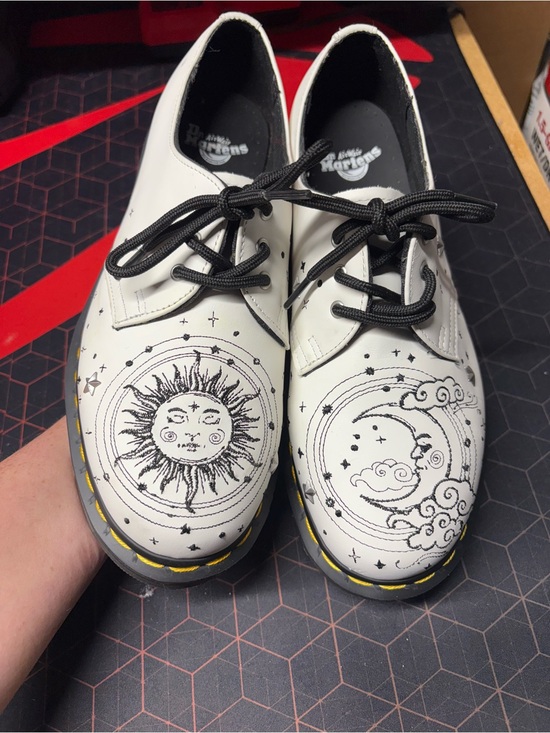 Dr. Martens Shoes - Dr. Martens White Leather Sun & Moon 3-Eye Oxfords